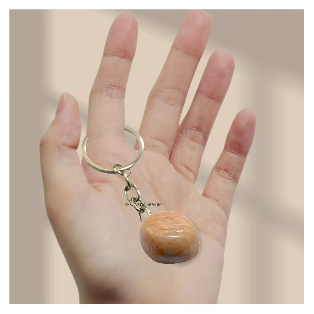 Cream Moonstone Crystal Keychain (Tumbled)
