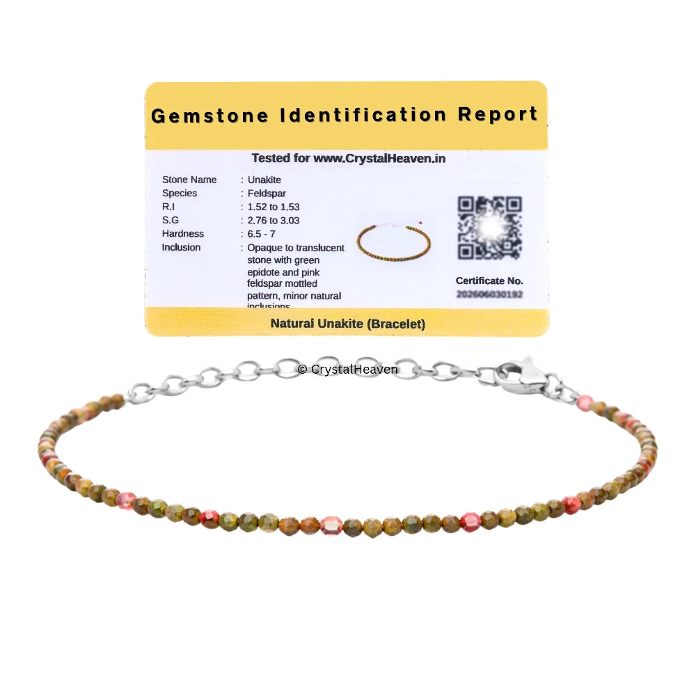 Unakite Bracelets - 2mm Faceted Beads (Silver)