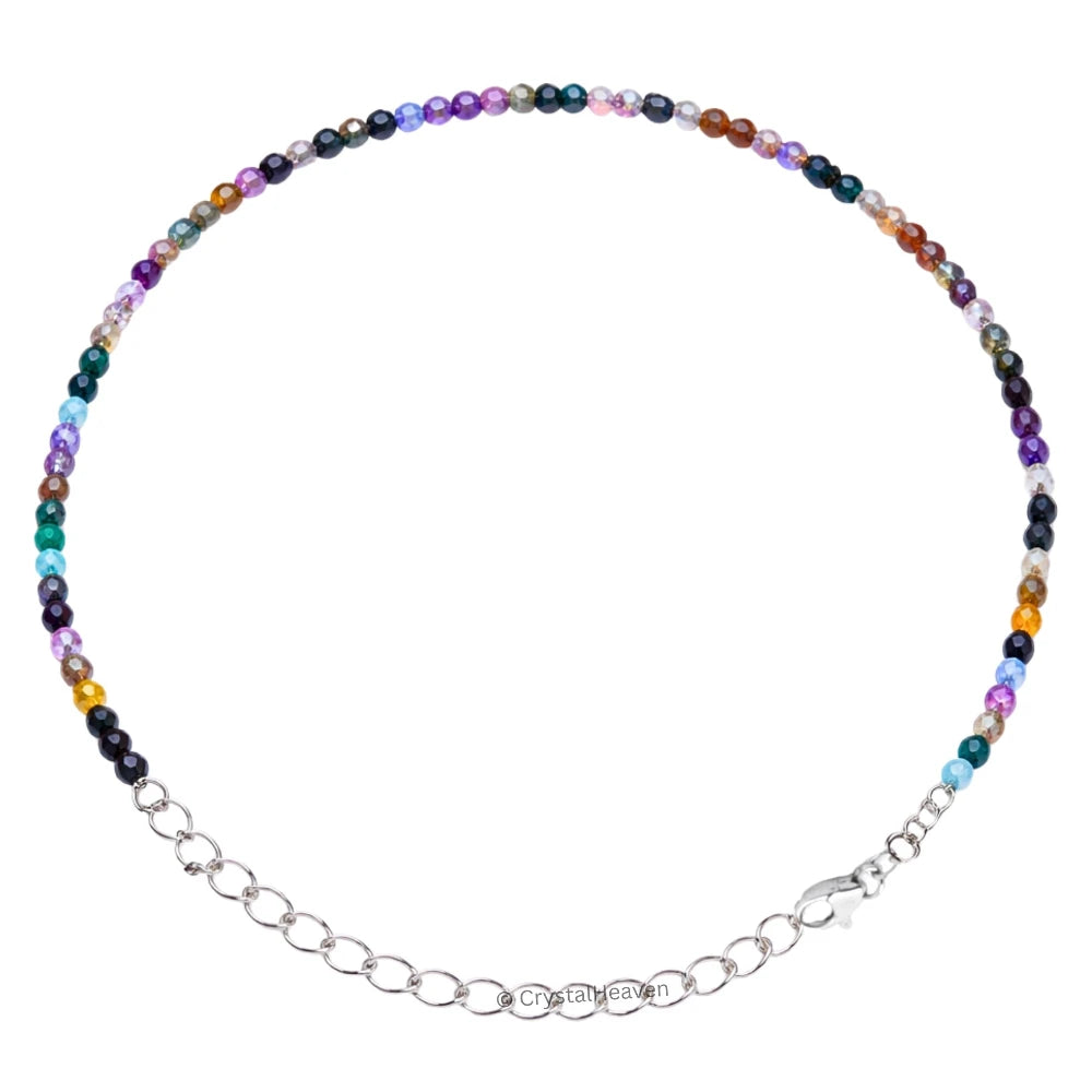Mix Disco Bracelets - 2mm Faceted Beads (Silver)