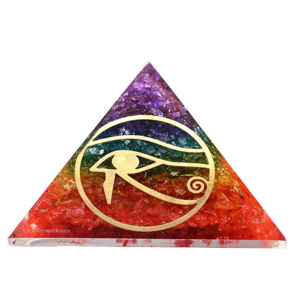 7 Chakra Onyx Orgone Pyramid (Horus Eye)
