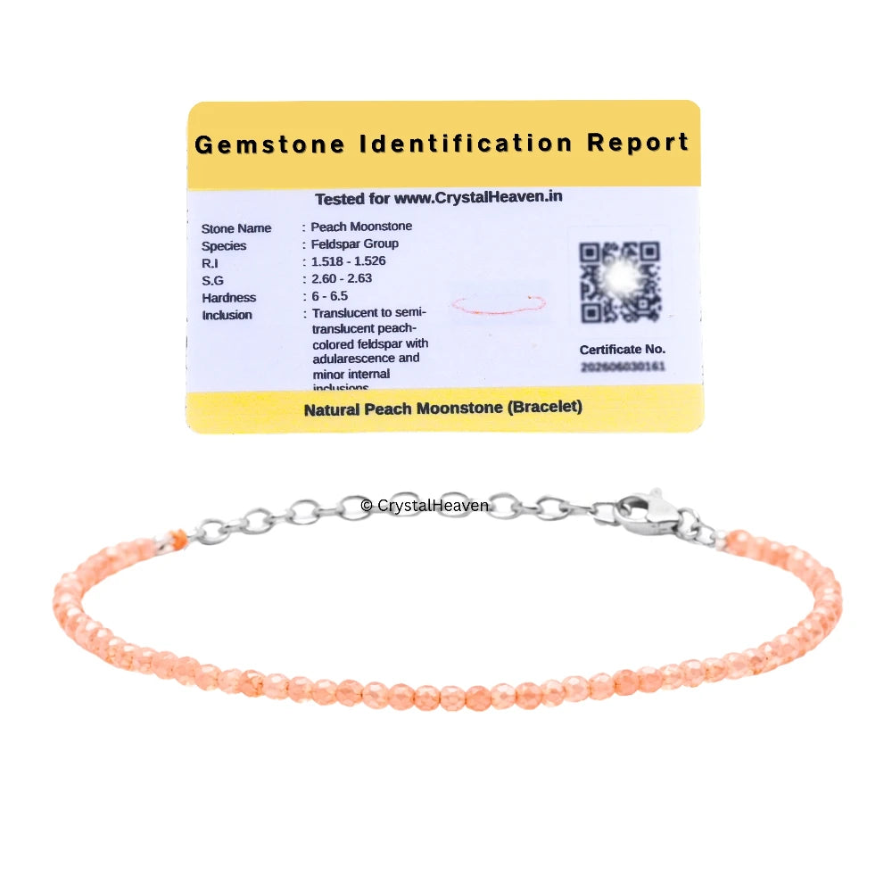 Peach Moonstone Bracelets - 2mm Faceted Beads (Silver)