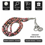 Rhodonite Crystal Tasbih (Silver)