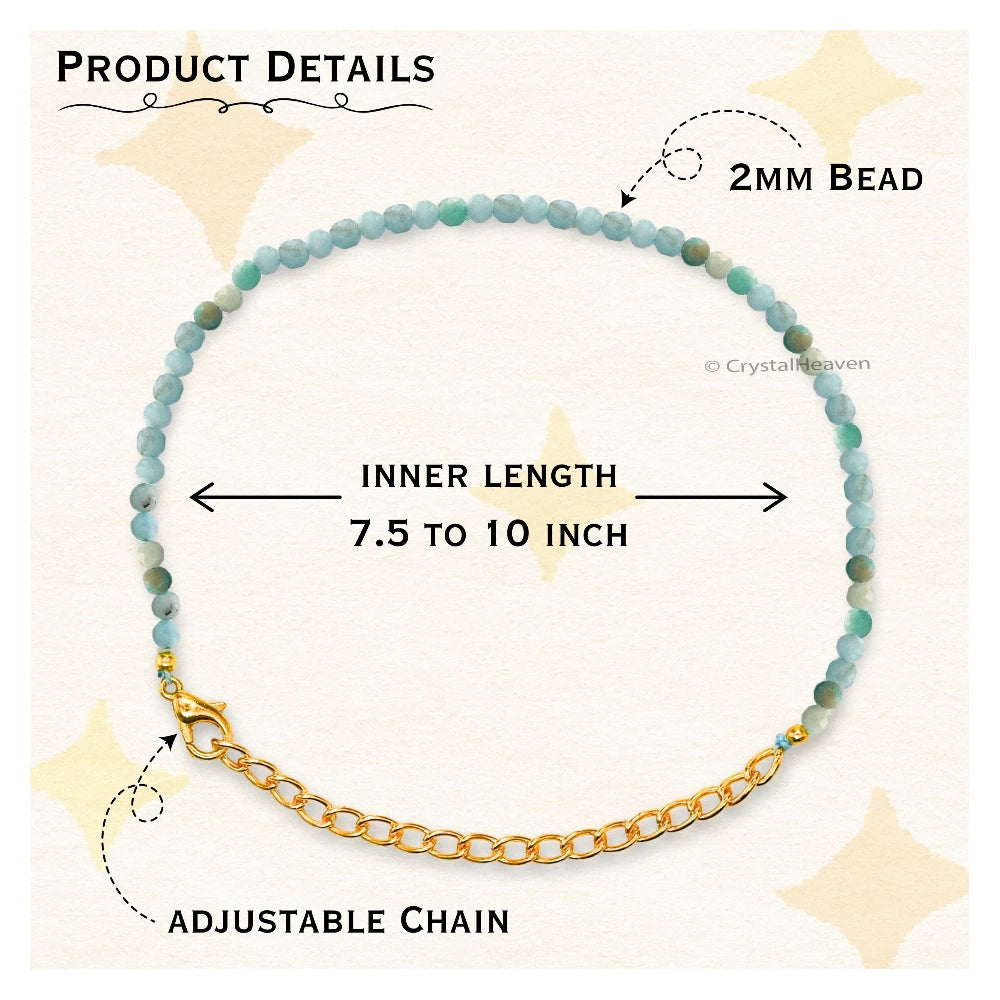 Amazonite Bracelets - 2mm Faceted Beads (Gold)