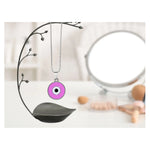 Pink Evil Eye Pendant Necklace - Round (Silver)