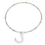 Prehnite Anklet - 2mm Faceted Beads (Silver)