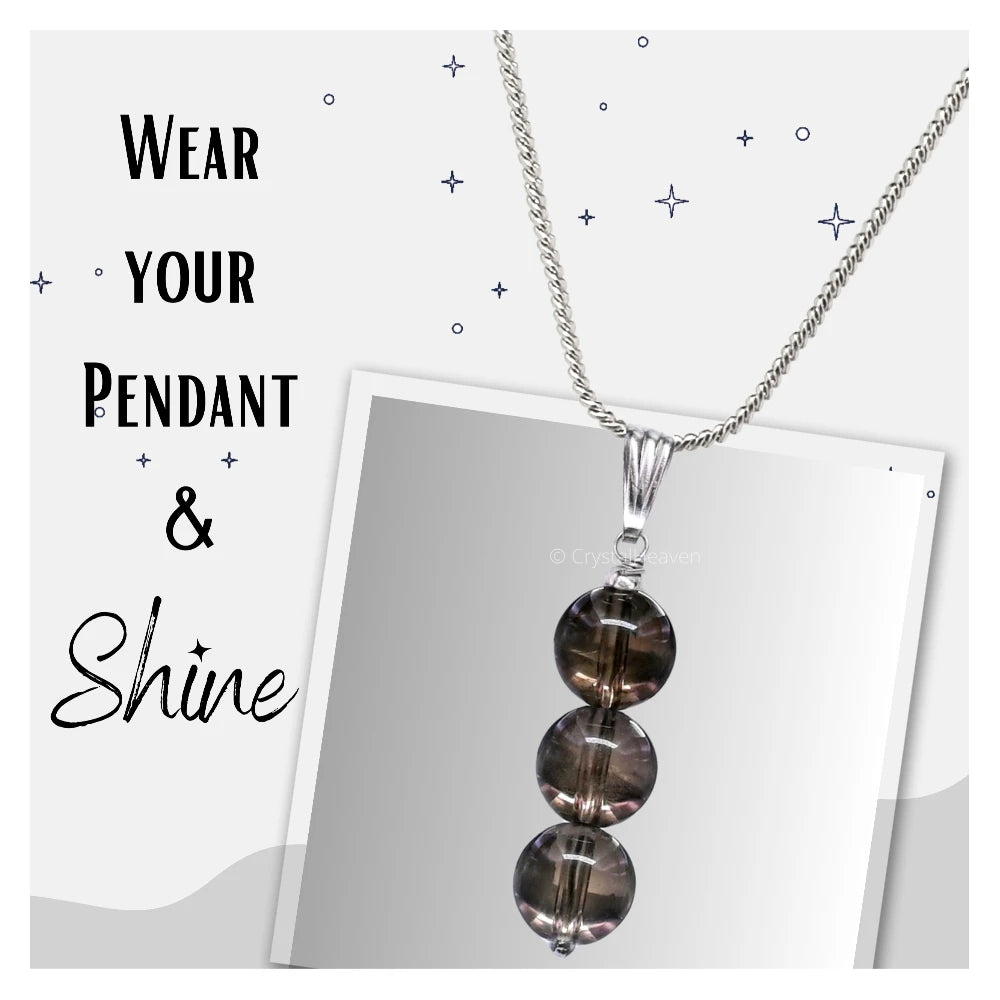 Smoky Quartz Crystal Bead Necklace (Silver)