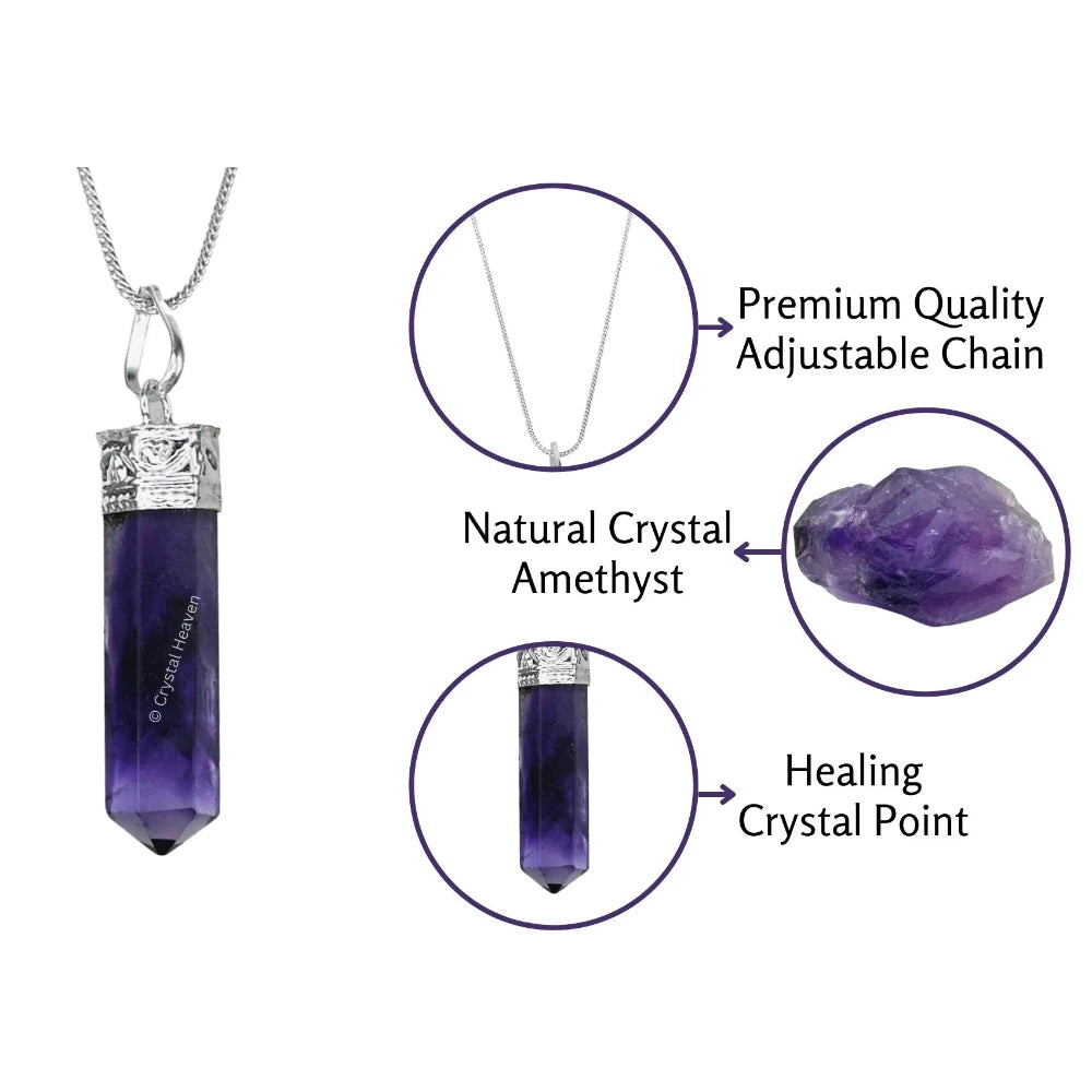 Amethyst Necklace - Pencil Point (Silver)