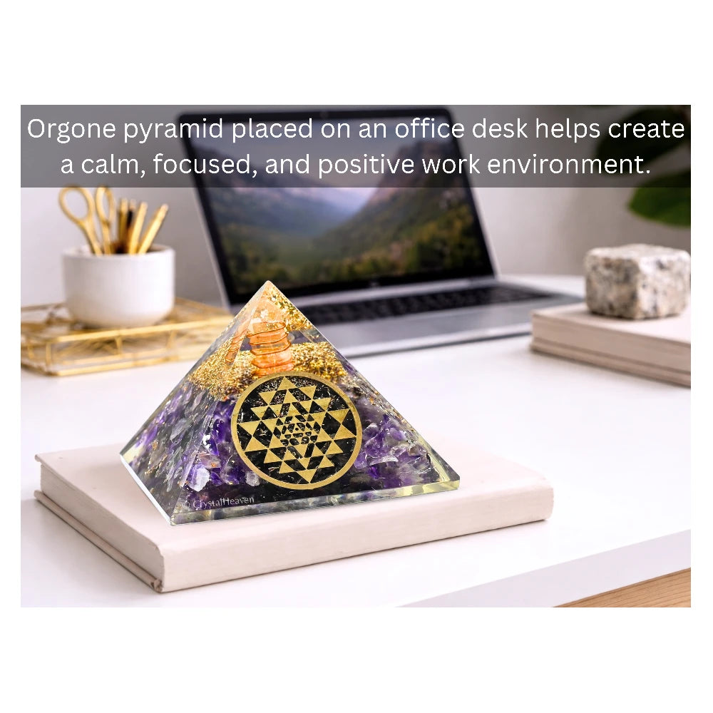 Amethyst Orgone Pyramid (Round shriyantra)