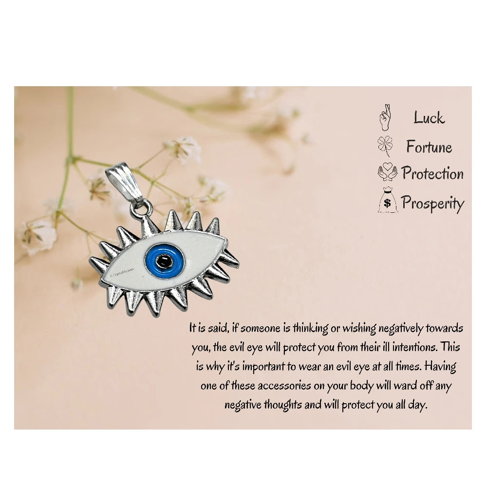 White Evil Eye Pendant Necklace - Exclusive