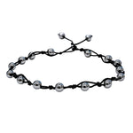 Silver Hematite Anklet (Hand Knotted)