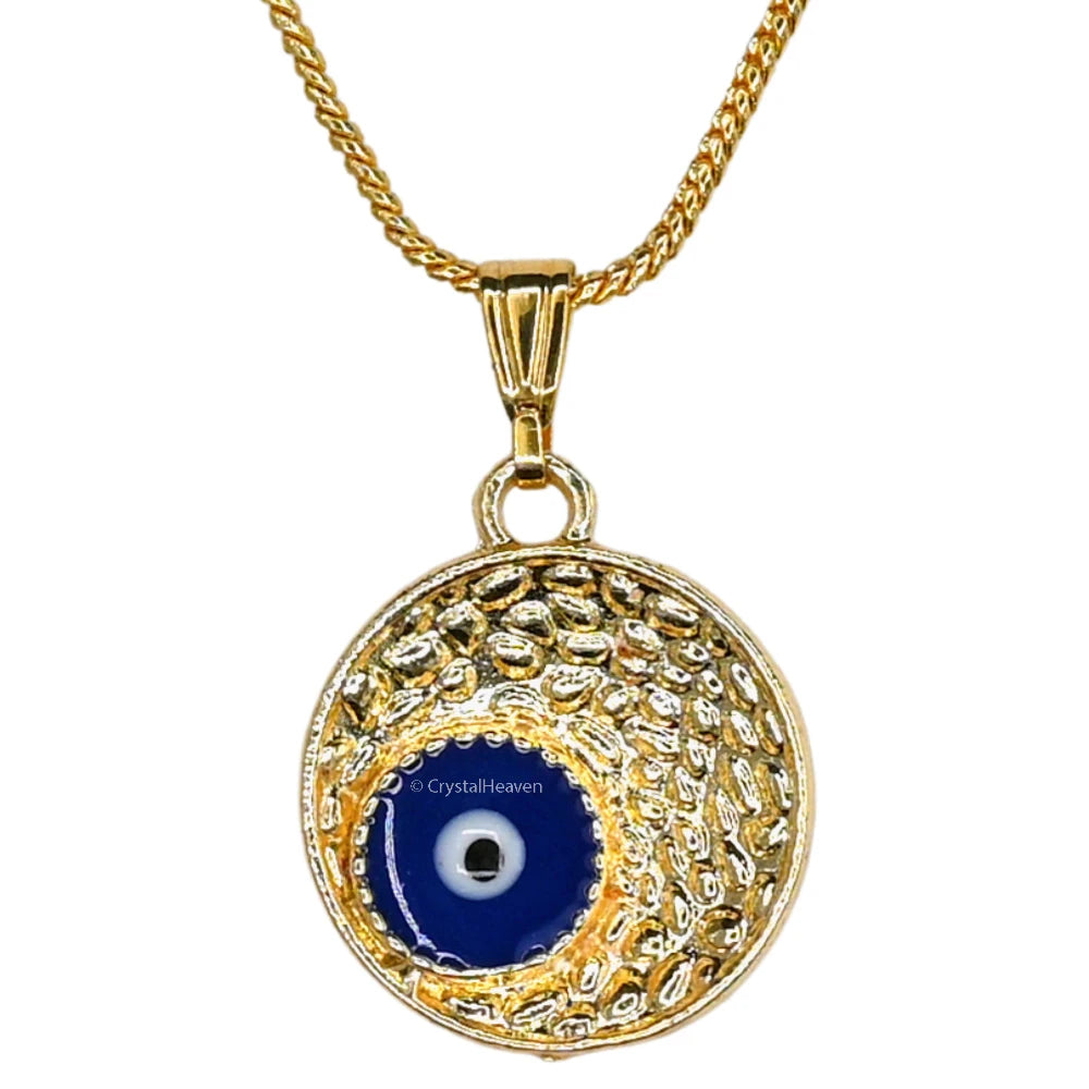 Blue Minimal Evil Eye Pendant Necklace