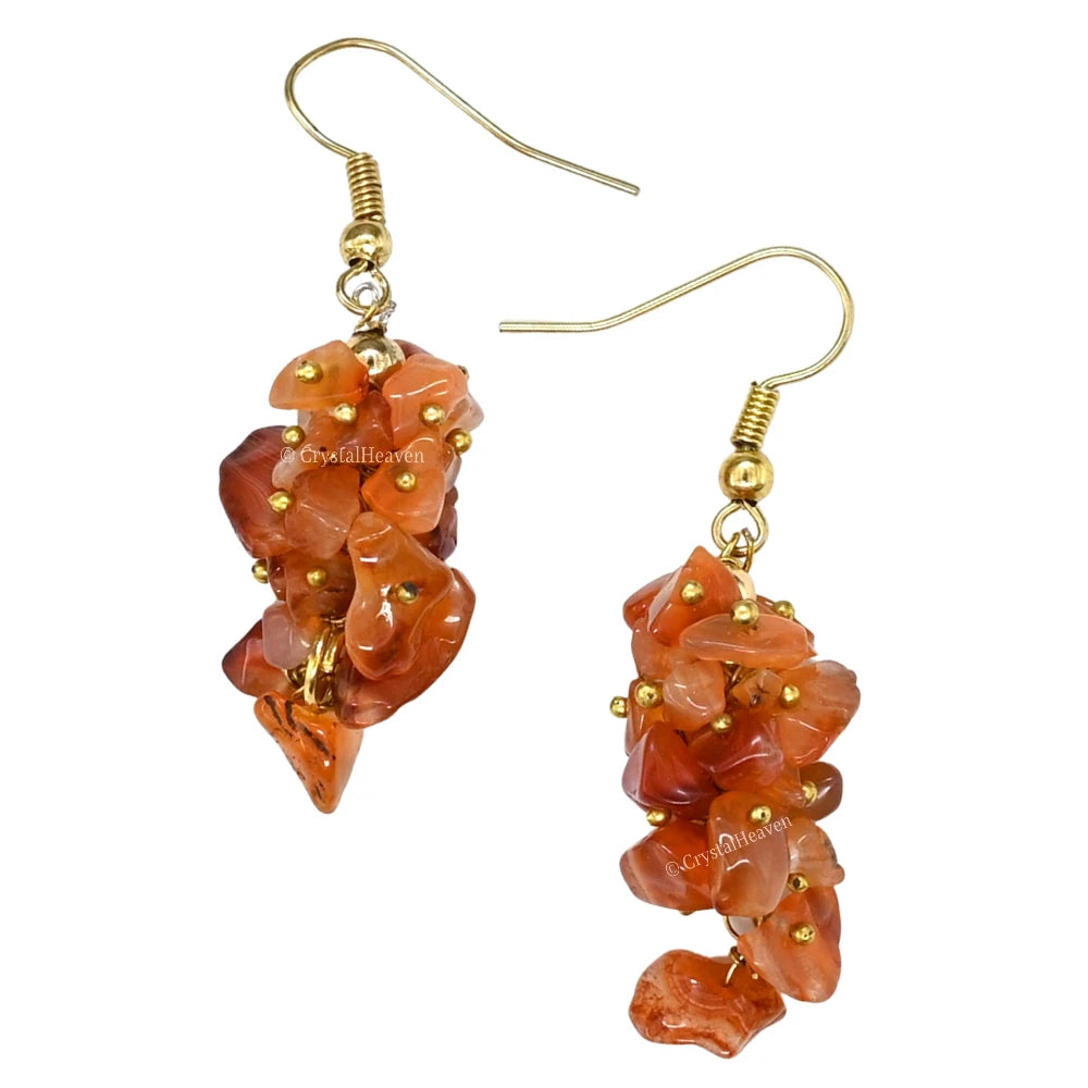 Carnelian Crystal Earrings (Gold)