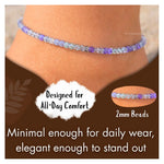 Blue Fluorite Anklet - 2mm Faceted Beads (Silver)