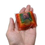 7 Chakra Onyx Orgone Pyramid (Small Flower Of Life)