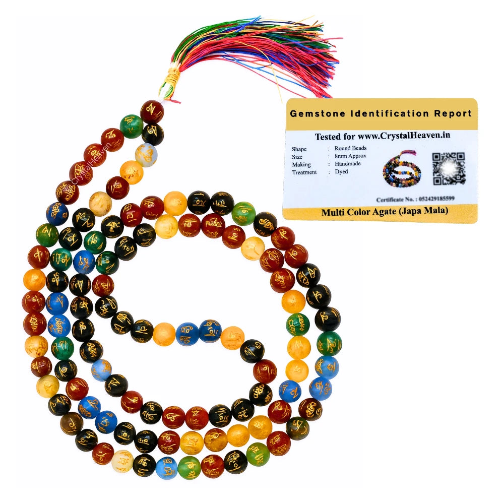 Multi Gemstone Japa Mala (Om Mani Padme Hum) (Without Knot)