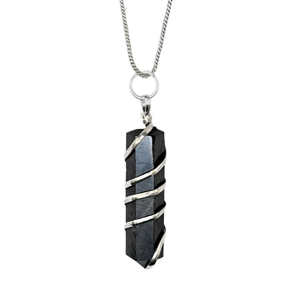 Shungite Necklace - Spiral Pencil