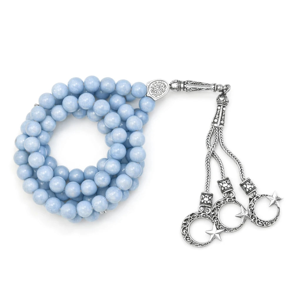 Angelite Crystal Tasbih (Silver)