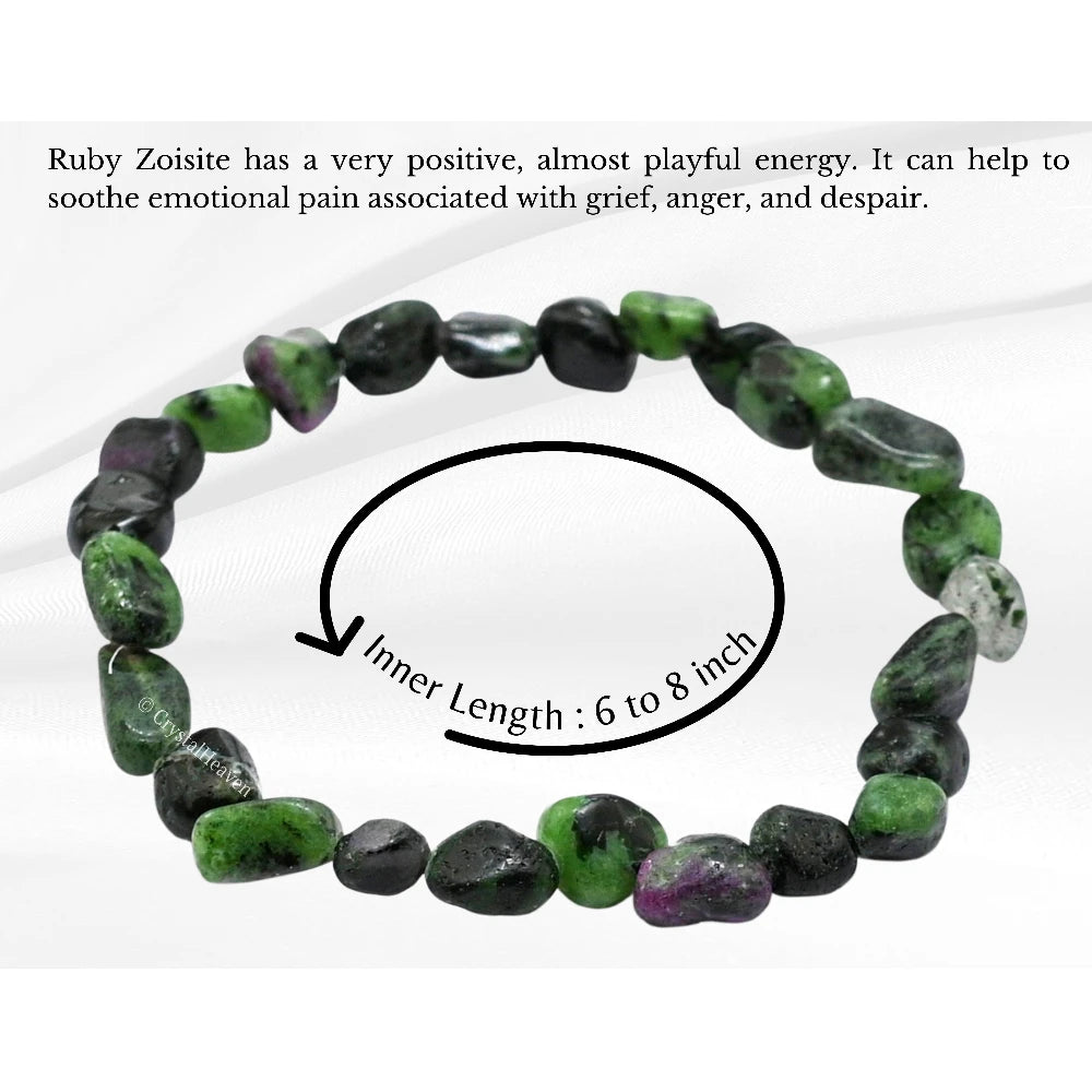 Ruby Zoisite Tumbled Bracelet (Elastic)