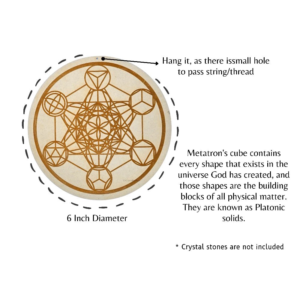 Platonic Solid Metatron Cube Sacred Geometry Wall Art Cum Crystal Grid (6 Inch)