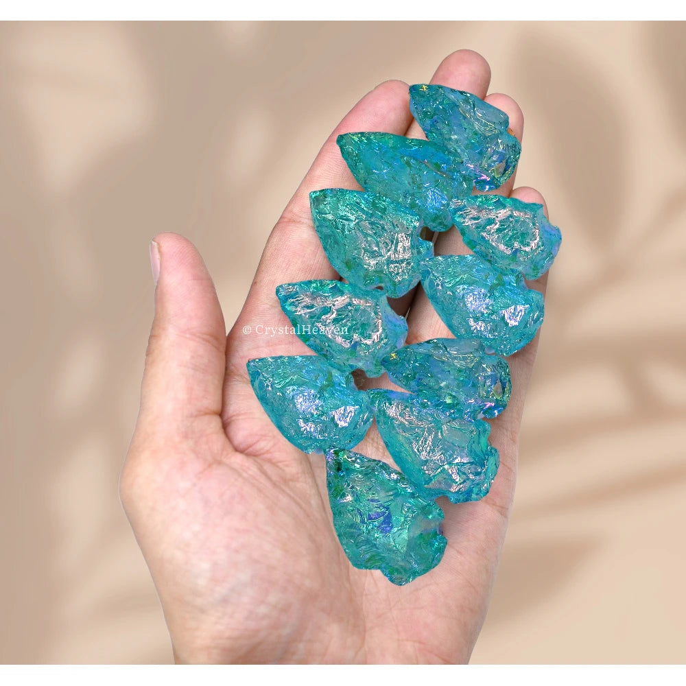 Aqua Aura Quartz Arrowhead - 1" to 1.5" (5 Pieces)