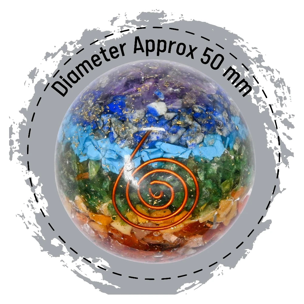 7 Chakra Crystal Orgonite Ball (2 Inch)