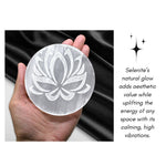 Selenite Charging Plate with Lotus Flower (4 Inch)