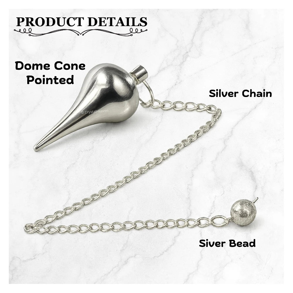 Metal Brass Pendulum - Dome Cone Point Silver (MP119)