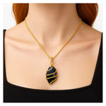 Blue Goldstone Necklace - Raw Crystal (Gold)