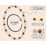 Rudraksha and Sphatik Mala Necklace (Gold Chain - Faceted)