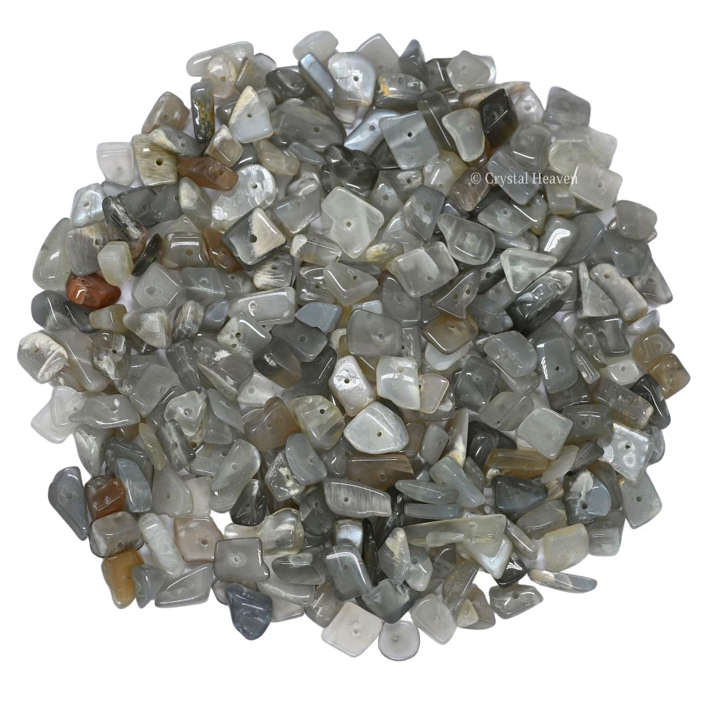 Grey Moonstone Chips - Pre Drilled