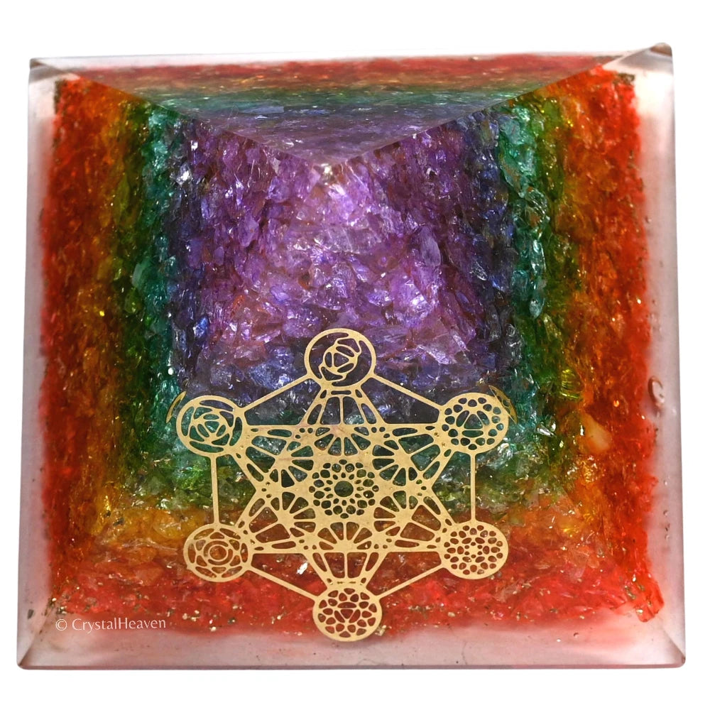 7 Chakra Onyx Orgone Pyramid (Chakra Metatron)