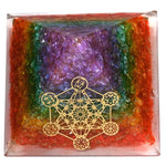 7 Chakra Onyx Orgone Pyramid (Chakra Metatron)