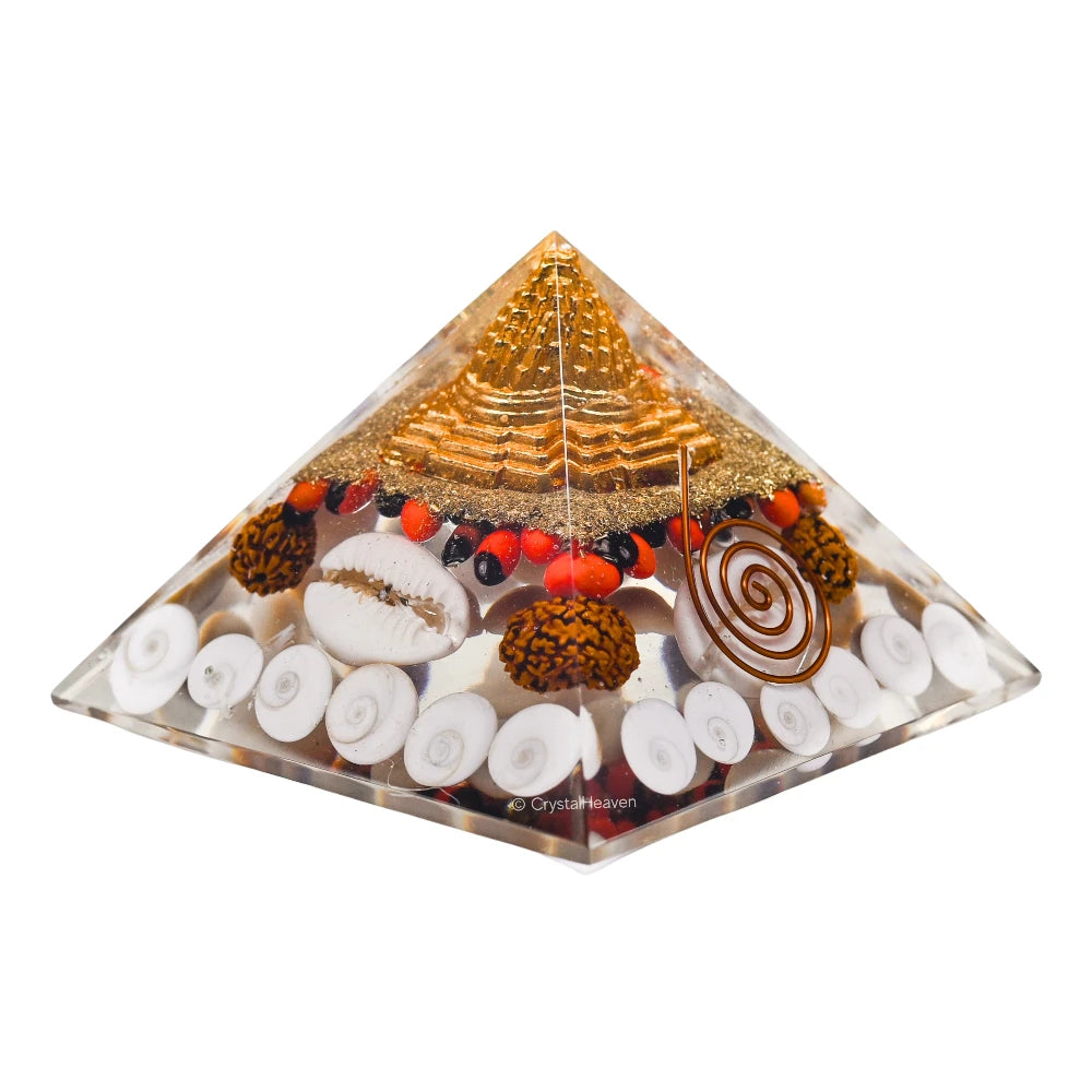 Laxmi Wealth Pyramid - Shree Yantra, Gomati Chakra, Rudraksha, Kodi (Regular)