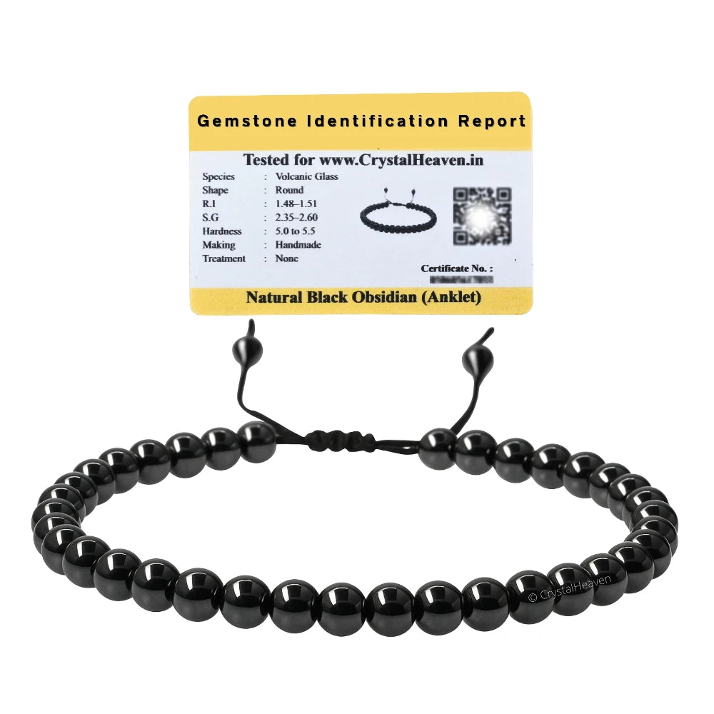 Black Obsidian Anklet (Without Knot)