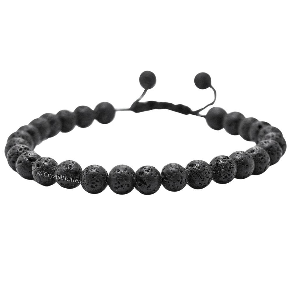 Lava Stone Healing Crystal Bracelets - 6mm Beads (Adjustable)