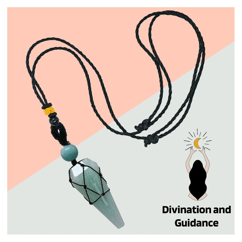 Amazonite Pendulum Pendant Necklace (Macrame)