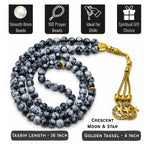Snowflake Obsidian Crystal Tasbih (Gold)
