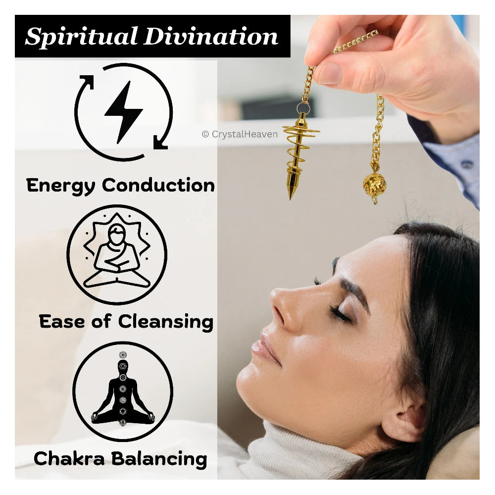 Metal Brass Pendulum - Gold Vortex Spiral Twisted (MP02)