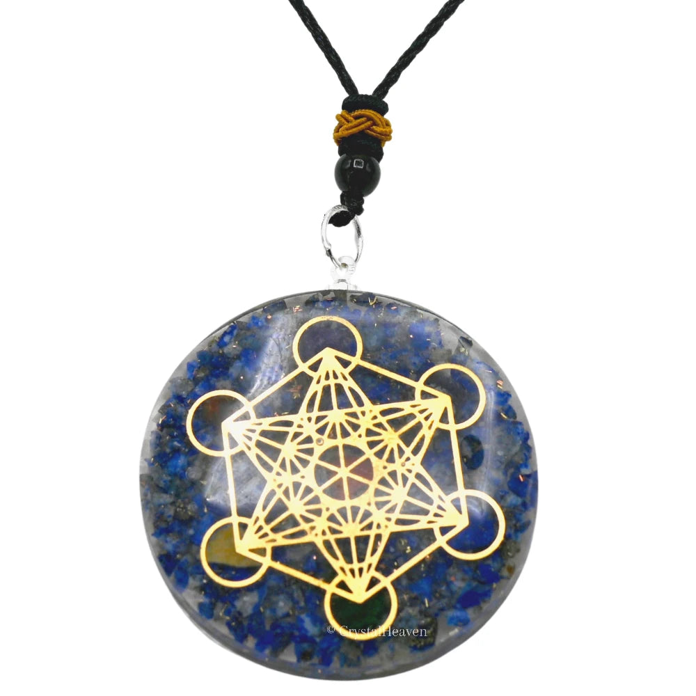Lapis Lazuli Crystal Orgone Pendant - Metatron Cube