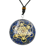 Lapis Lazuli Crystal Orgone Pendant - Metatron Cube