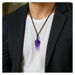Amethyst Pendulum Pendant Necklace (Macrame)