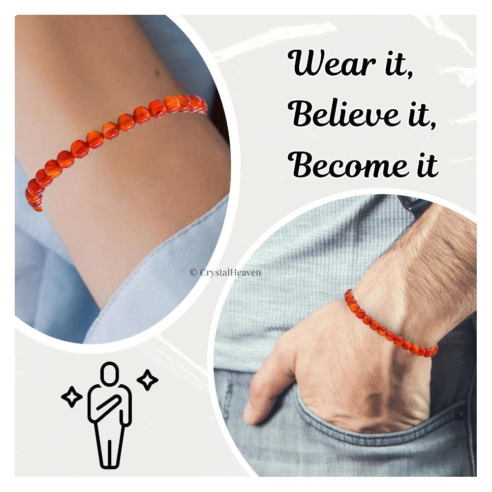 Carnelian Healing Crystal Bracelets - 6mm Beads
