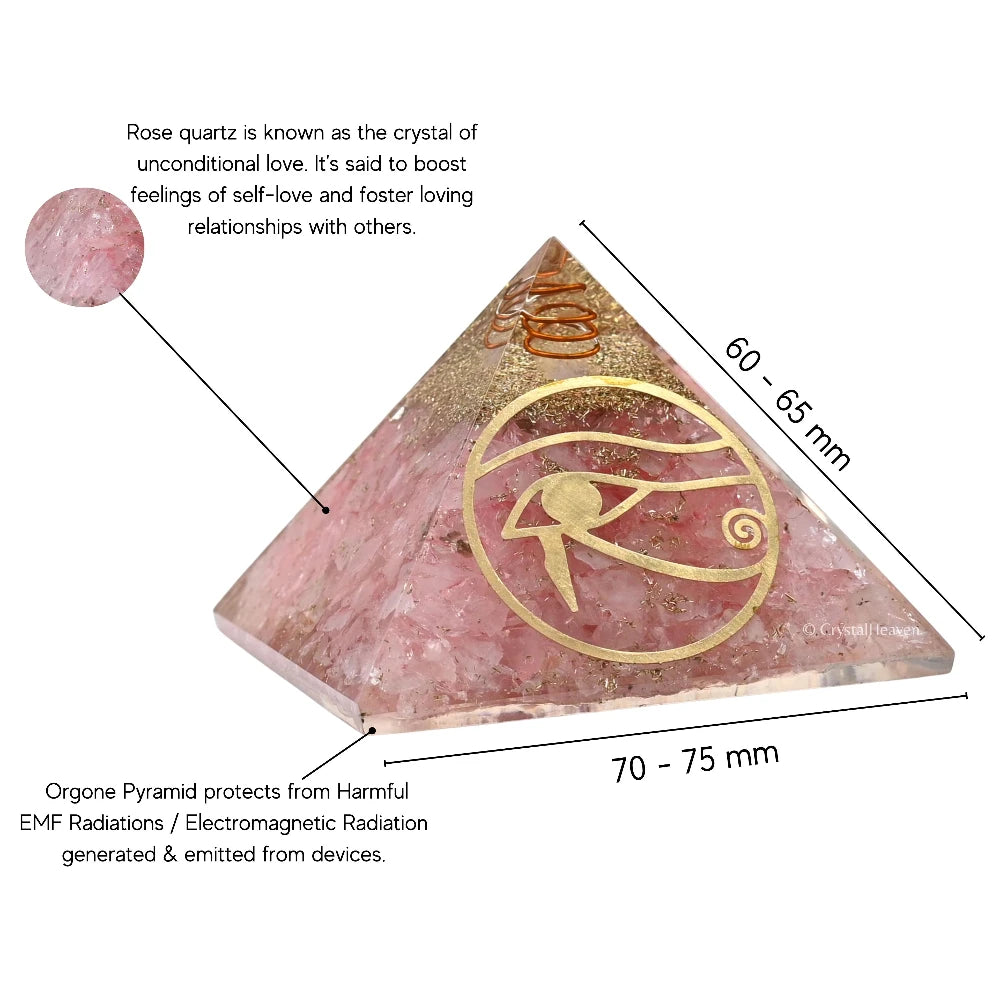 Rose Quartz Orgone Pyramid (Horus Eye)