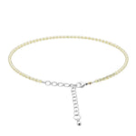 Lemon Quartz Anklet - 2mm Faceted Beads (Silver)