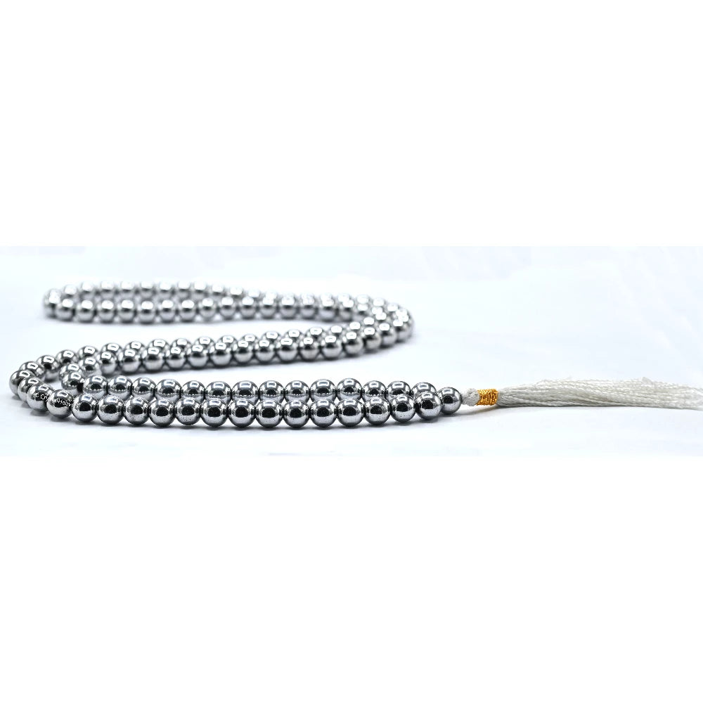 Silver Hematite Japa Mala (Without Knot)
