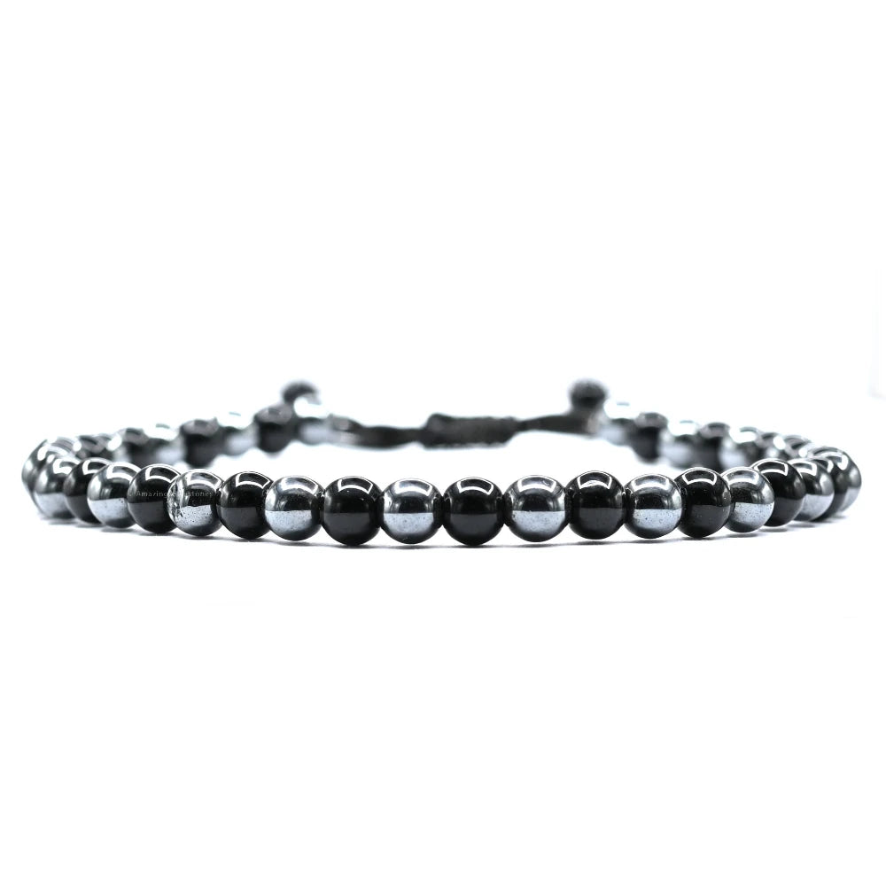Anti Swelling Black Obsidian Hematite (1*1) Anklet