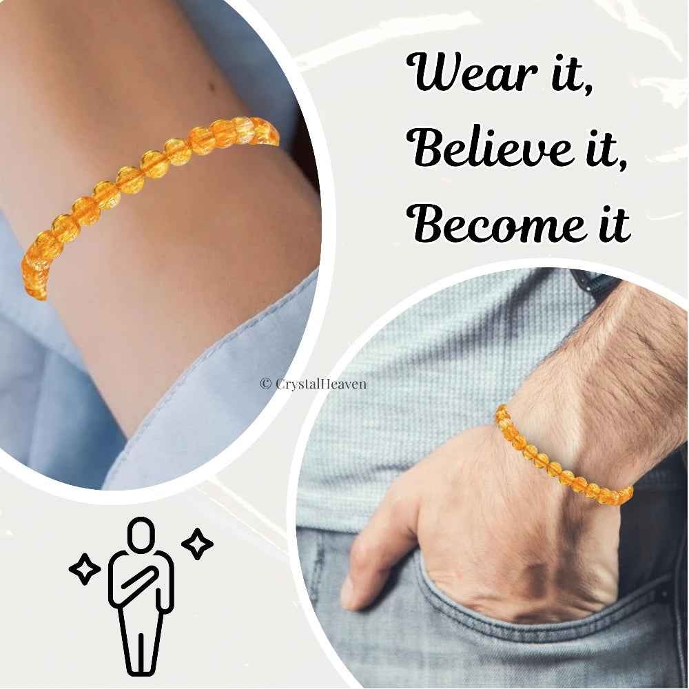 Citrine Onyx Healing Crystal Bracelets - 6mm Beads (Adjustable)