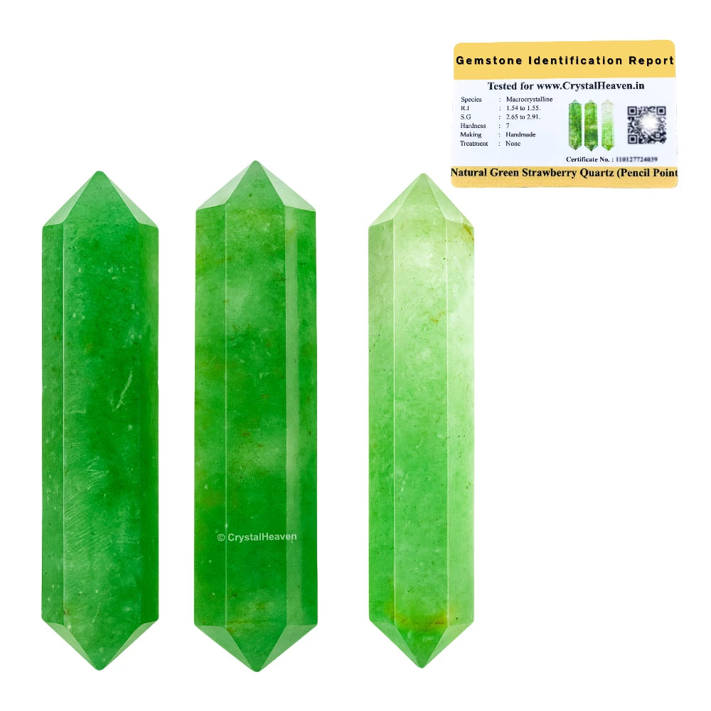 Green Strawberry Quartz Pencil Points (Double Terminated) (Set of 10)