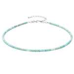 Amazonite Anklet - 2mm Faceted Beads (Silver)