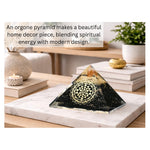 Black Tourmaline Orgone Pyramid (Round shriyantra -2)